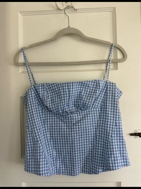 Sandy Liang | Hotaru Gingham Check Top 💙🔷🤍